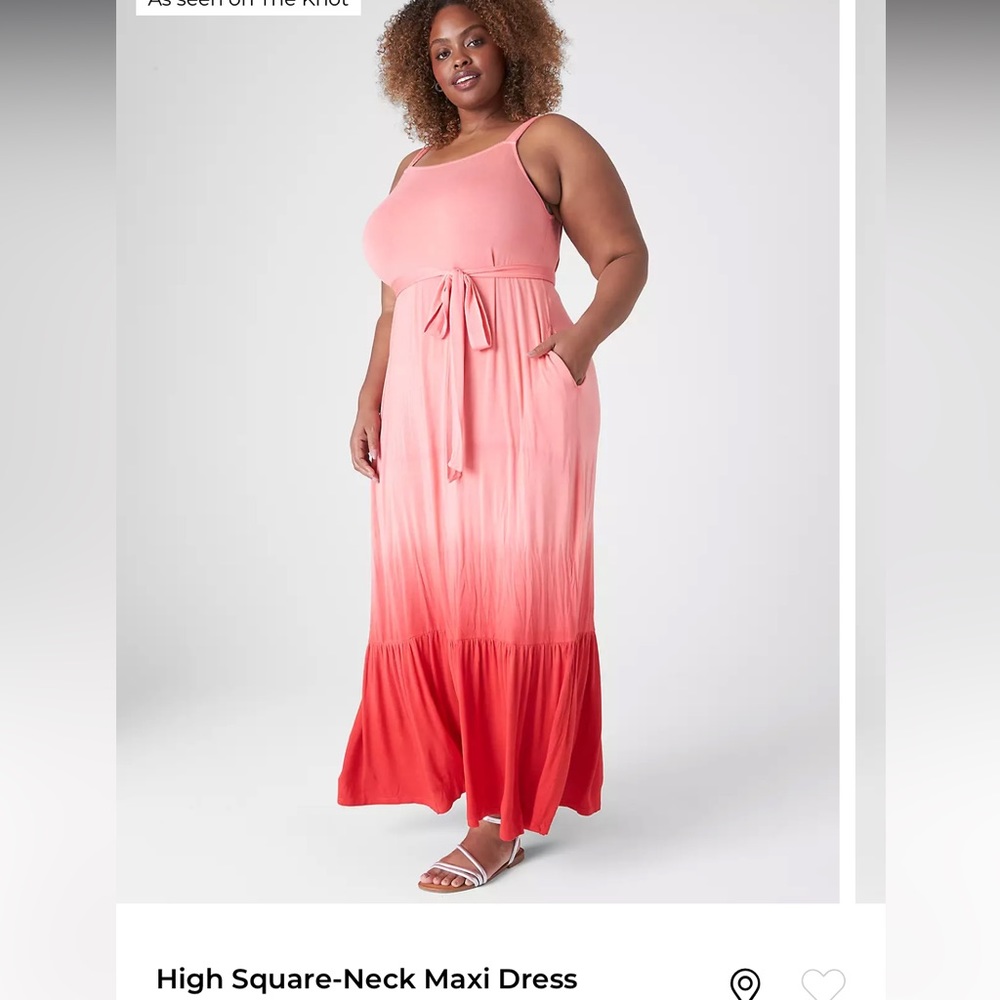 Lane Bryant Coral to Red Ombre Maxi Dress with Side Tie